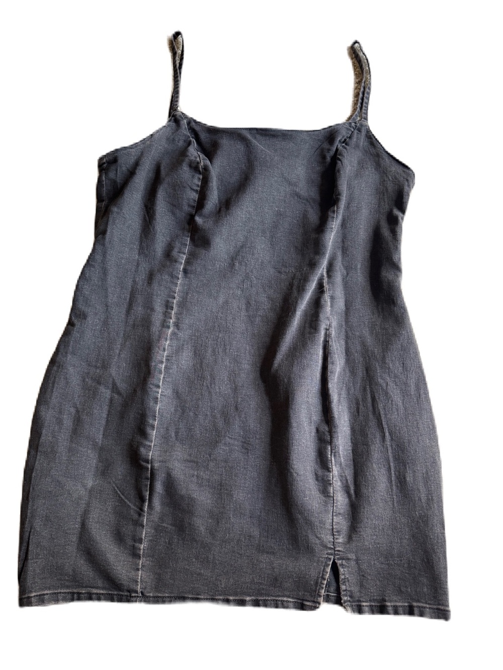 Divided Black Denim-Look Spaghetti Strap Mini Dress